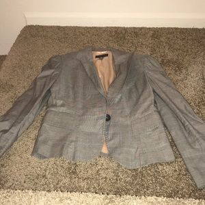Banana Republic Pink Plaid Sz 6 Grey Blazer